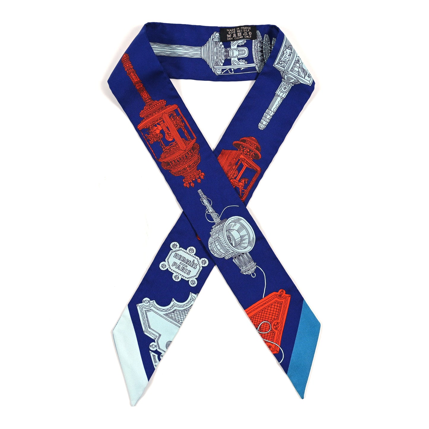 Silk Merveilleuses Lanternes Twilly Indigo Orange Bleu Glacier