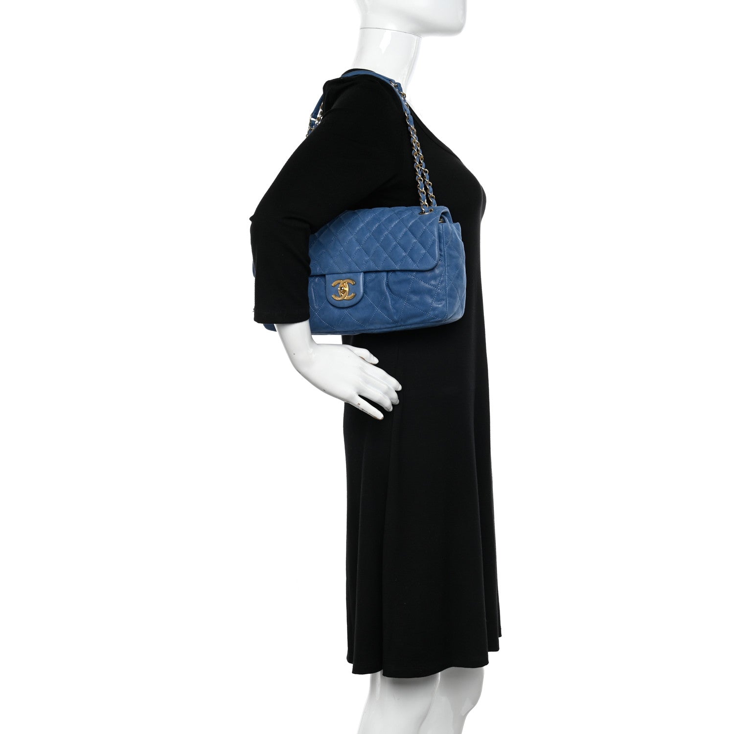 Chanel Iridescent Calfskin Large Chic Quilt Flap Blue 2 of 11