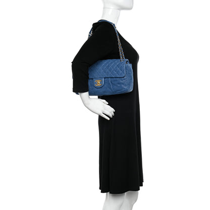Chanel Iridescent Calfskin Large Chic Quilt Flap Blue 2 of 11