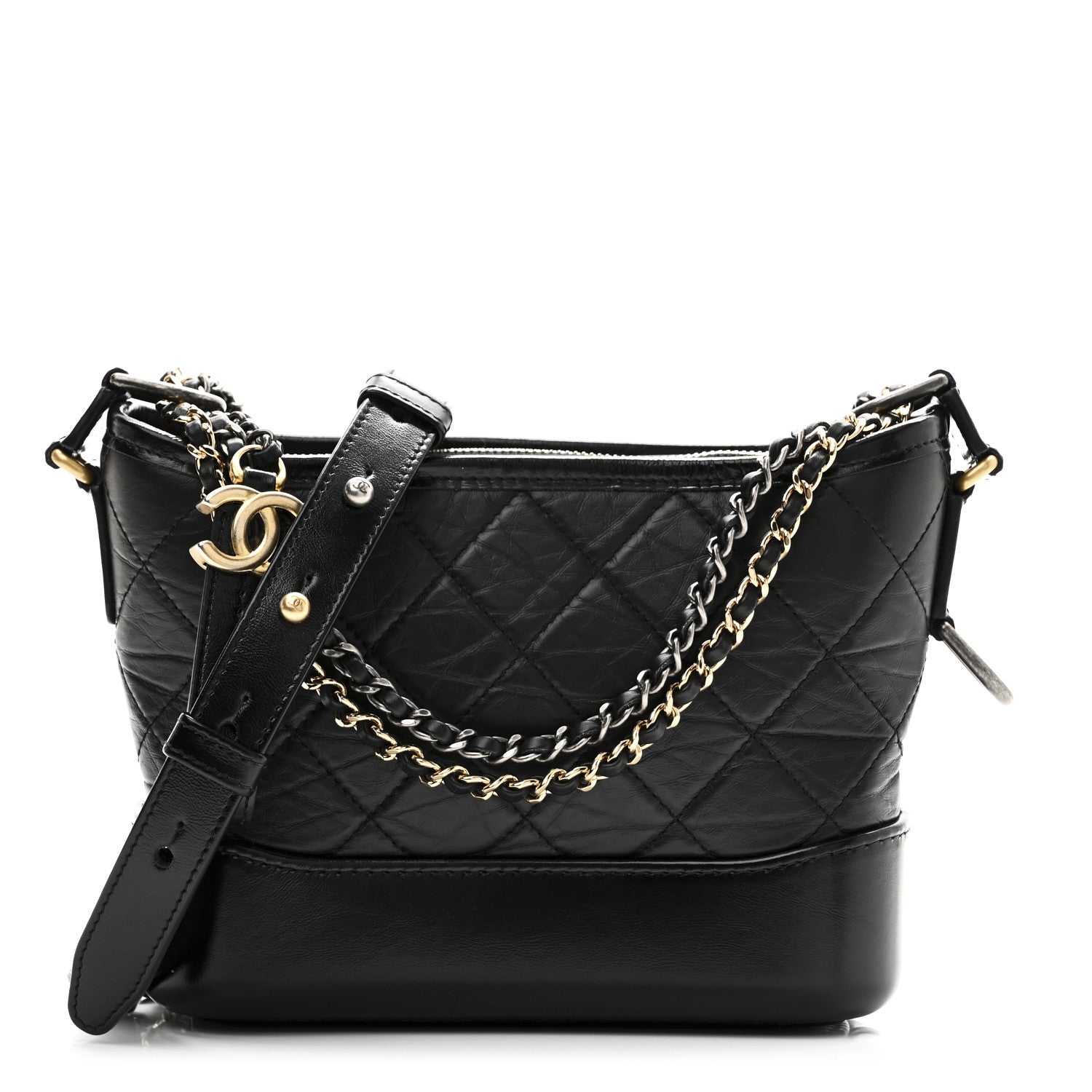 Chanel Aged Calfskin Quilted Small Gabrielle Hobo Black 1 of 10