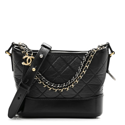 Chanel Aged Calfskin Quilted Small Gabrielle Hobo Black 1 of 10