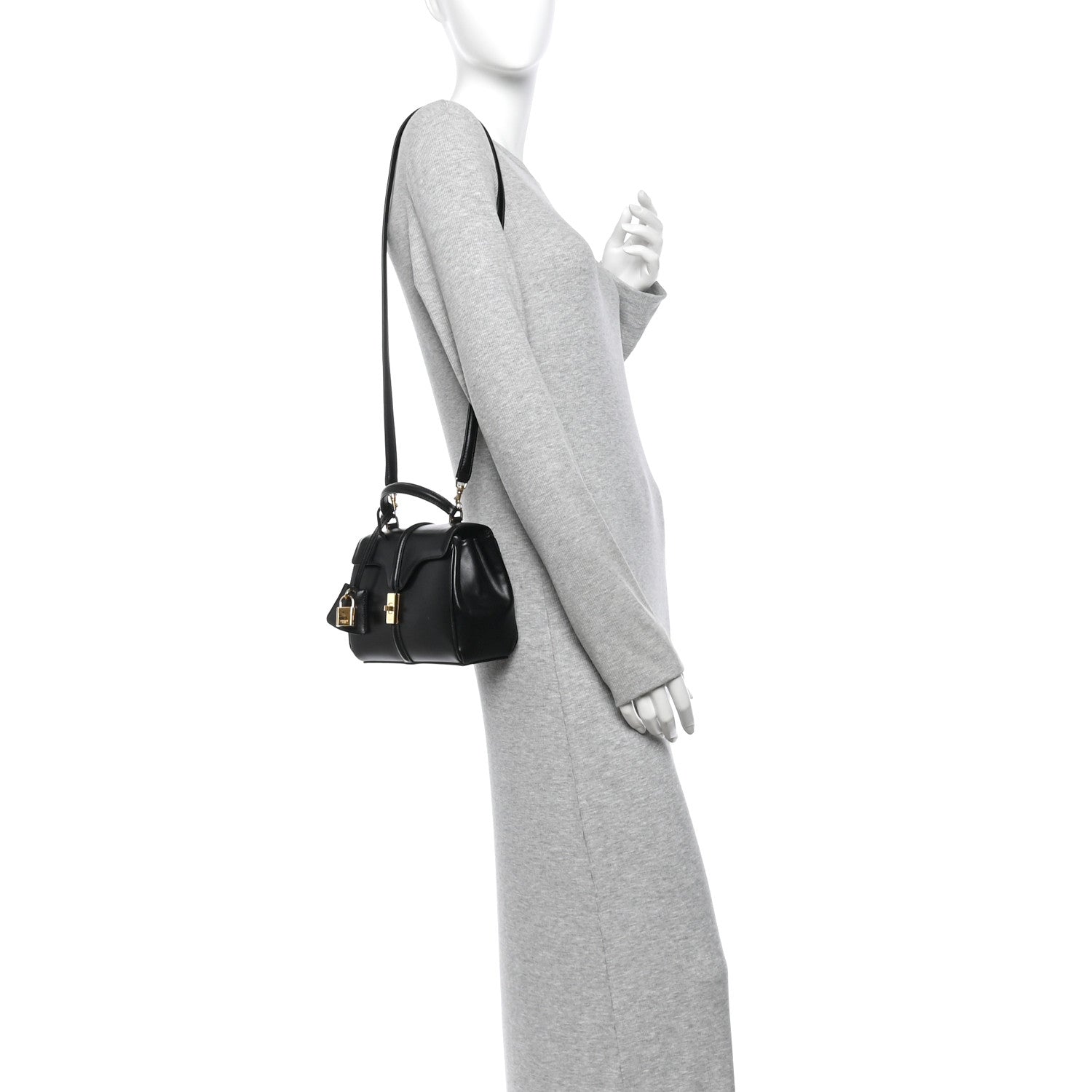 Celine Satinated Calfskin Mini 16 Top Handle Bag Black 2 of 13