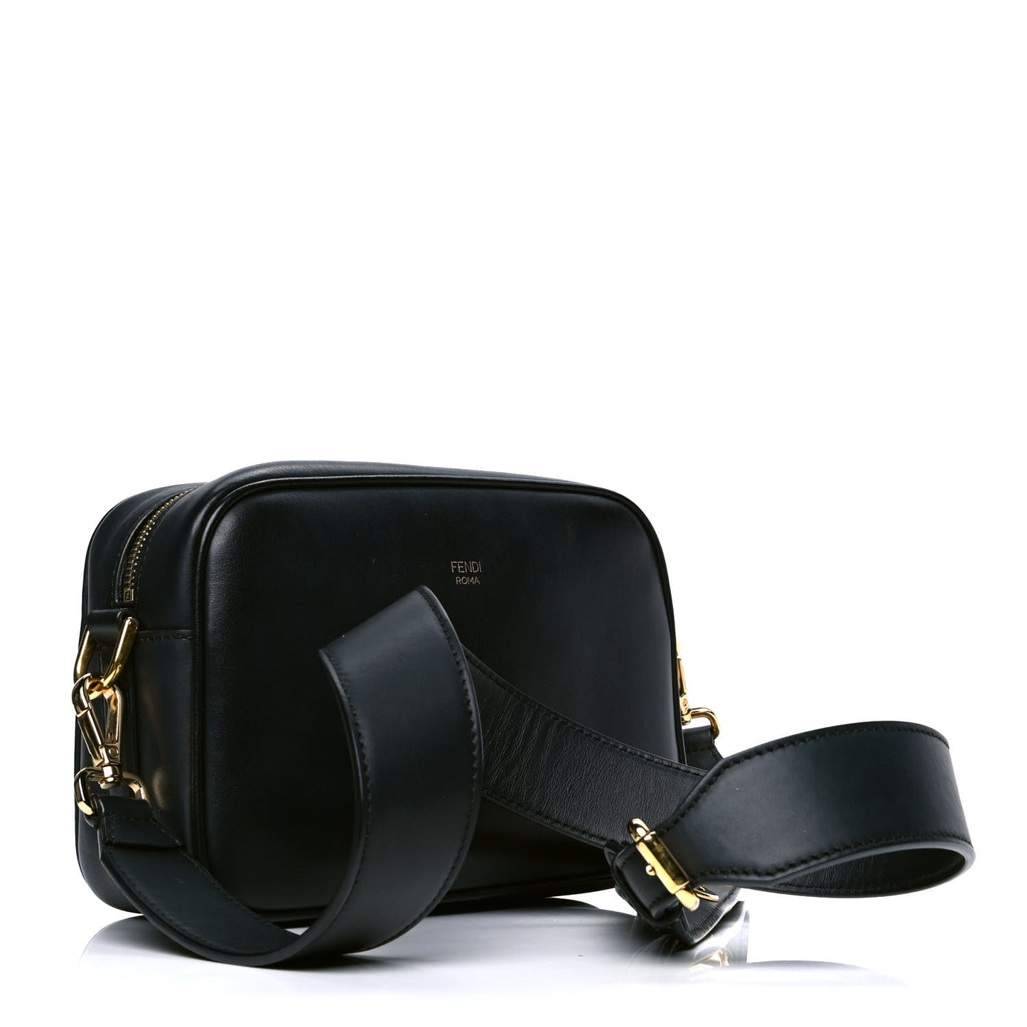 Vitello Century F is Fendi Bi-Color FF 1974 Embossed Camera Case Maya Black