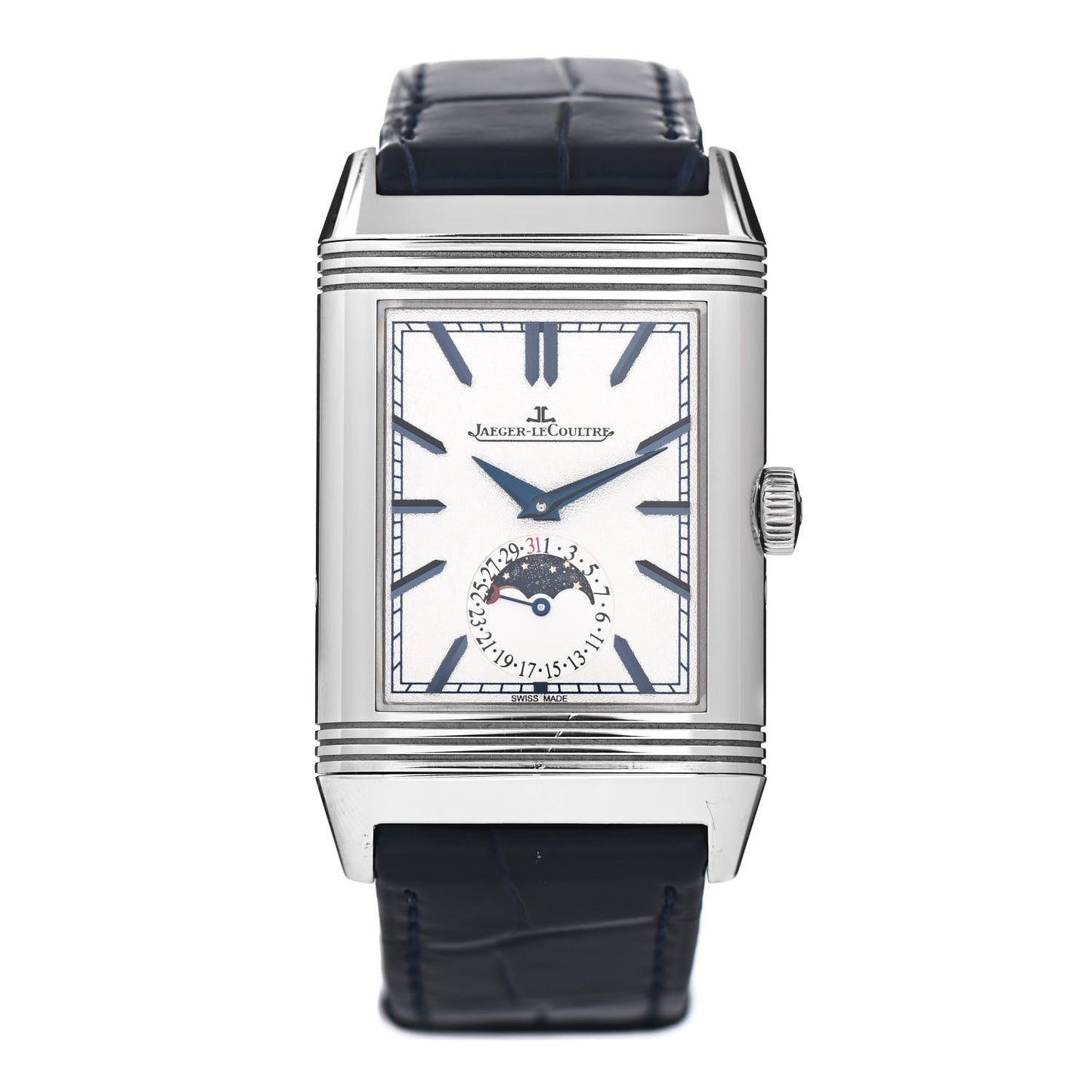 Stainless Steel Alligator 29.9mm Reverso Tribute Moon Manual Winding Watch Q3958420