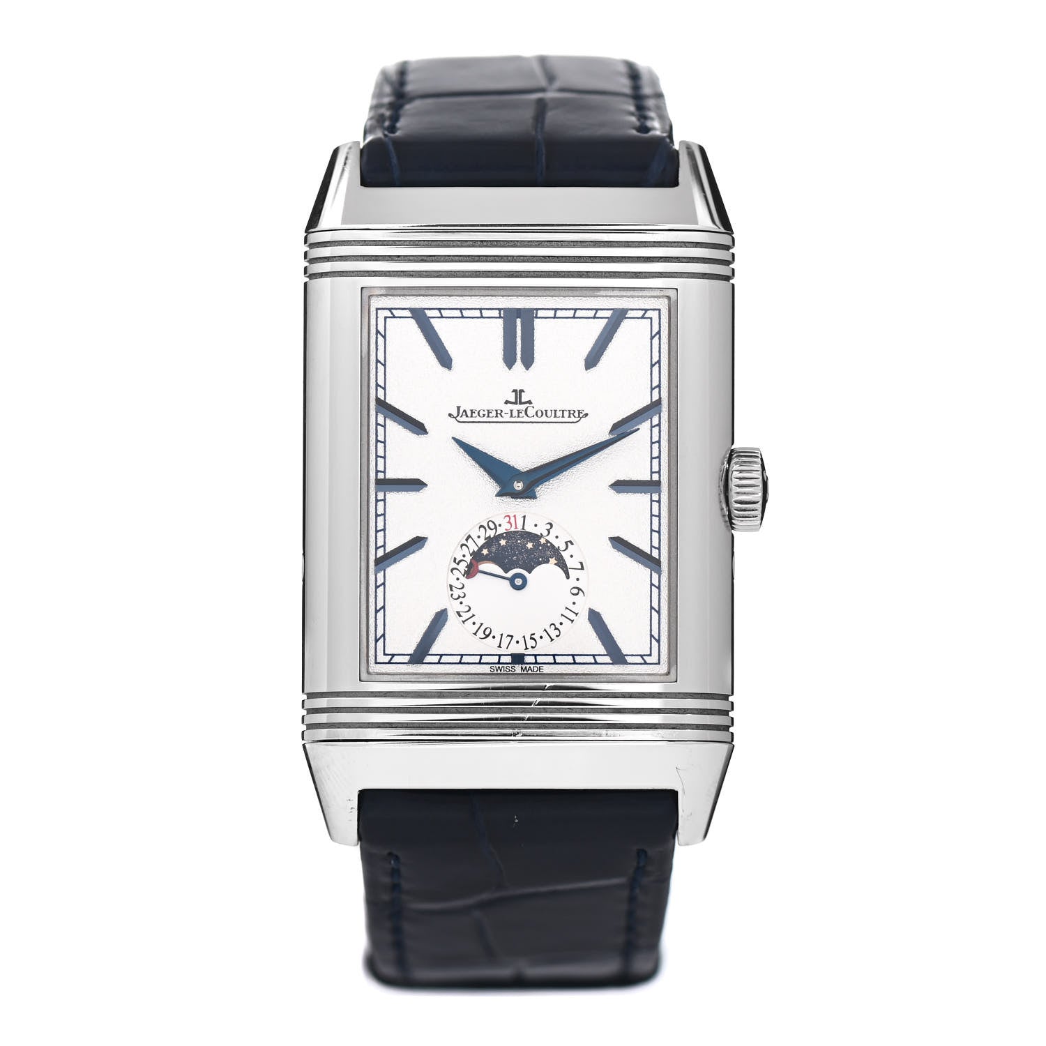 Jaeger-LeCoultre Stainless Steel Alligator 29.9mm Reverso Tribute Moon Manual Winding Watch Q3958420 1 of 6