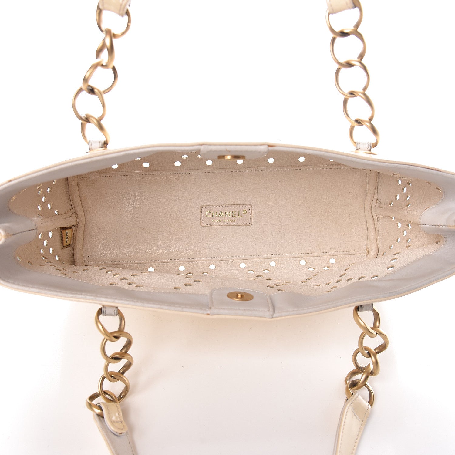 Chanel Patent Perforated CC Tote White 5 of 15