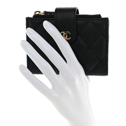 Chanel Caviar Quilted Compact Zipped Pocket Wallet Black 2 of 8