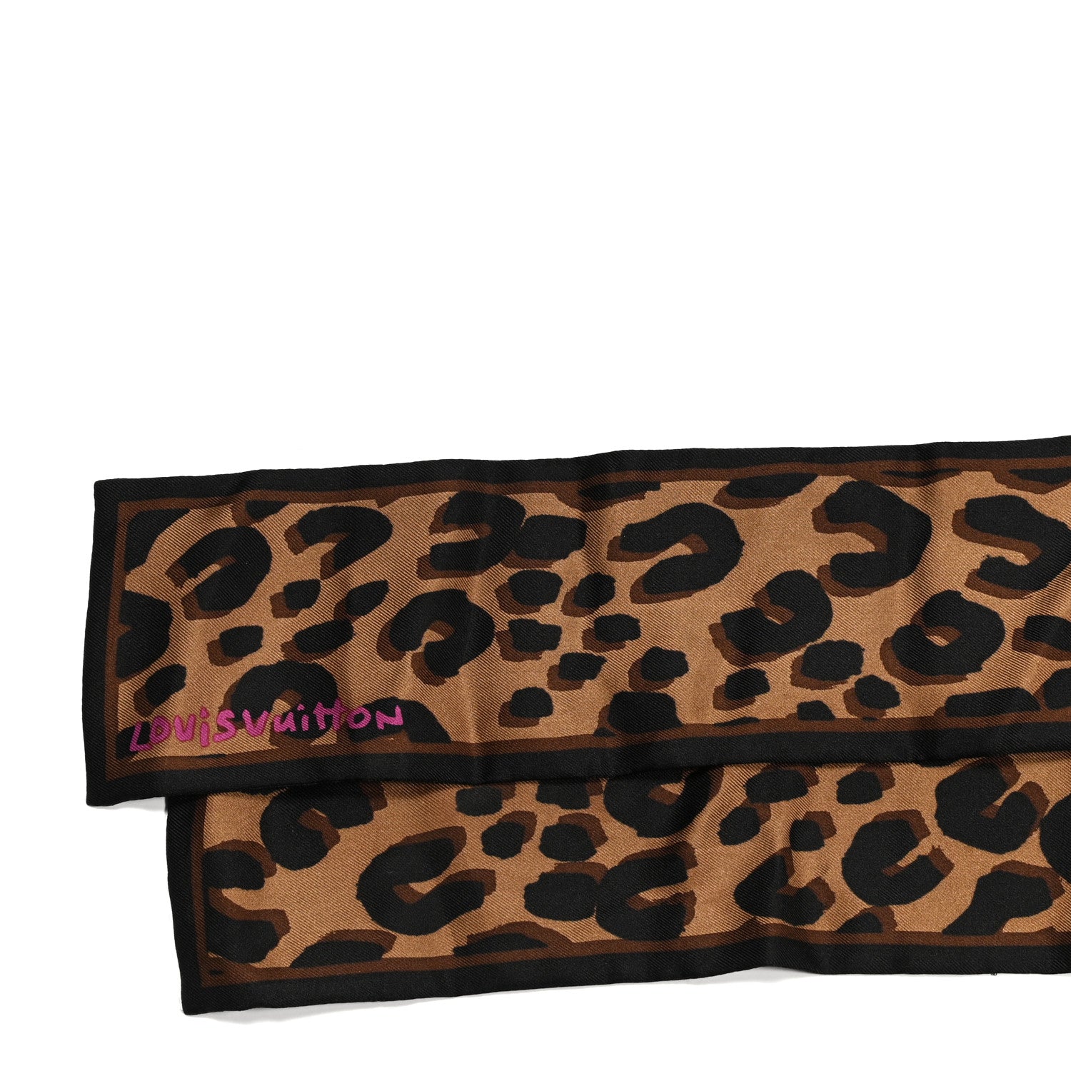 Louis Vuitton Silk Leopard Bandeau Scarf Marron 2 of 3
