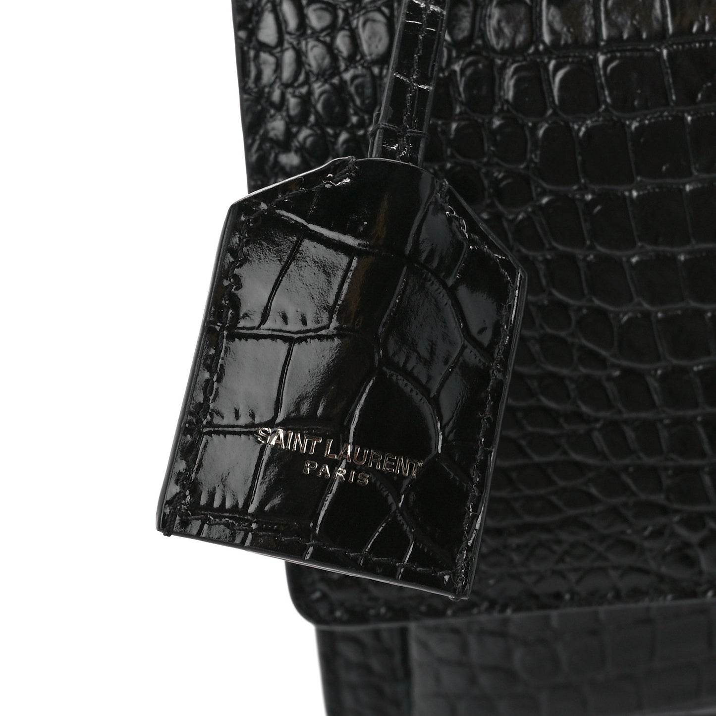 Calfskin Crocodile Embossed Medium Monochrome Monogram Sunset Black