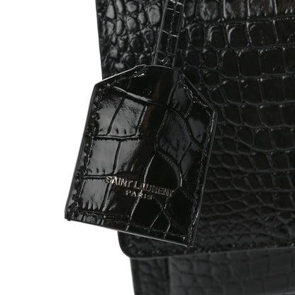 Saint Laurent Calfskin Crocodile Embossed Medium Monochrome Monogram Sunset Black 9 of 12