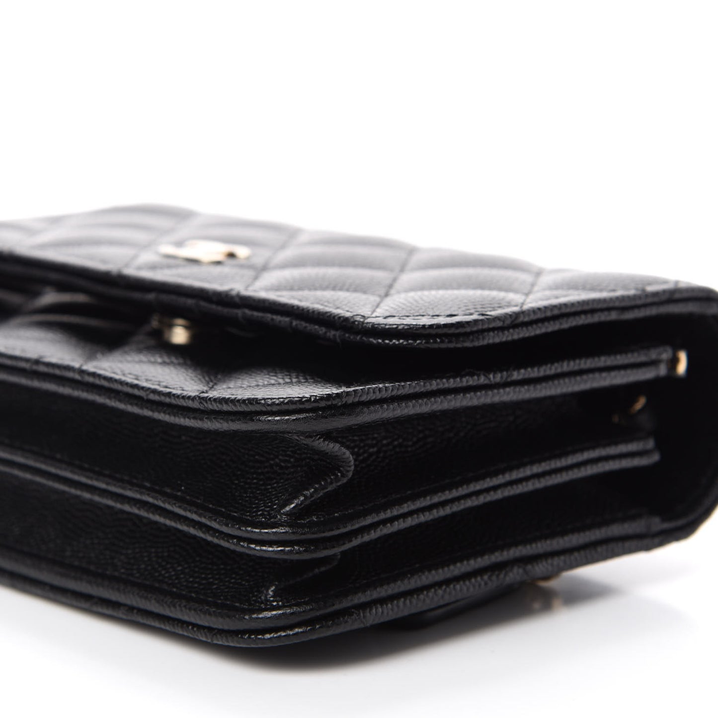 Caviar Quilted Mini Wallet On Chain WOC Black