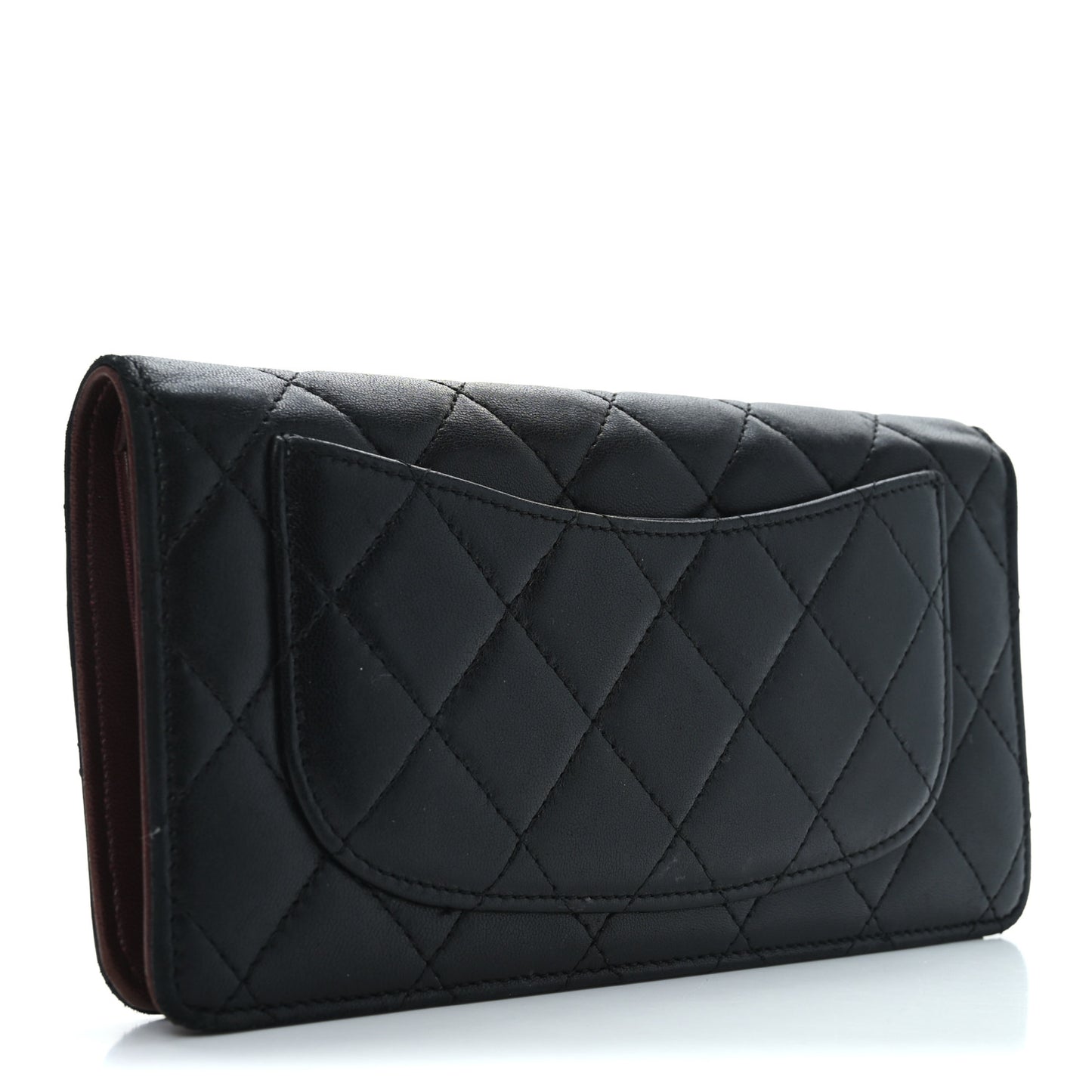 Lambskin Quilted Yen Wallet Black