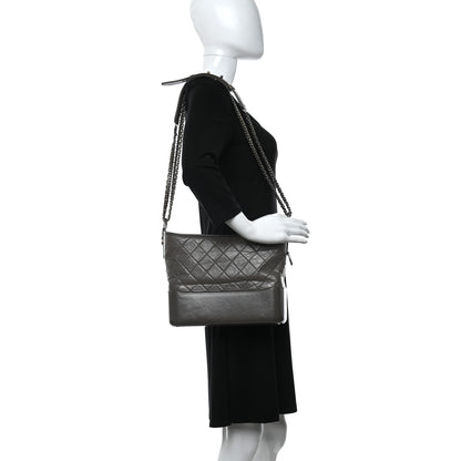 Chanel Aged Calfskin Quilted Medium Gabrielle Hobo Grey 2 of 9