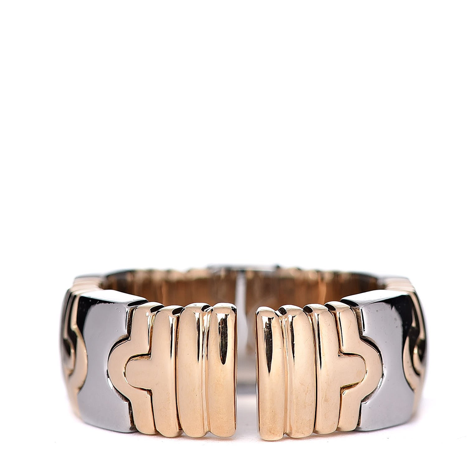 Bulgari Stainless Steel 18K Yellow Gold Parentesi Ring 55 7.5 3 of 4