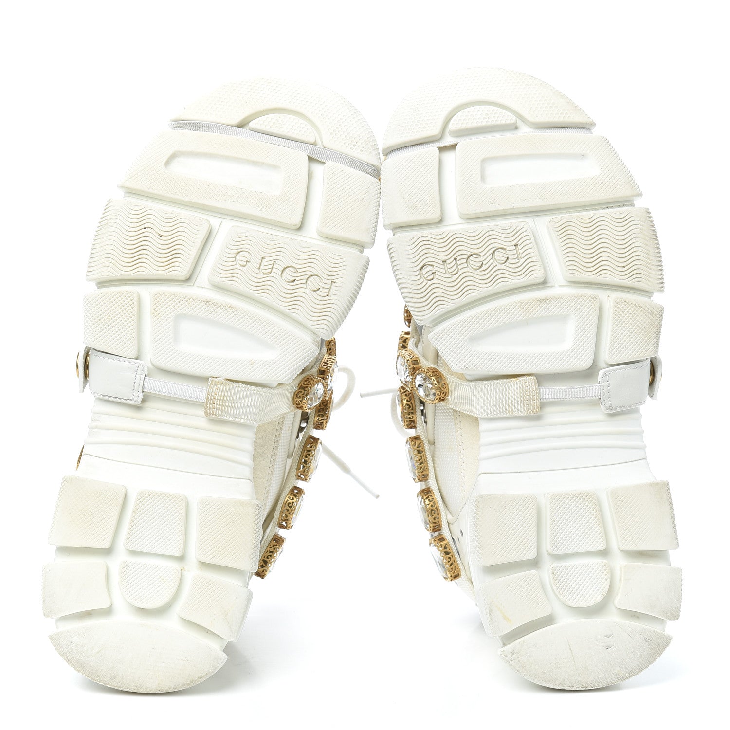 Gucci X SEGA Mesh Calfskin Suede Removable Crystals Womens Flashtrek Sneakers 37.5 Great White 7 of 7