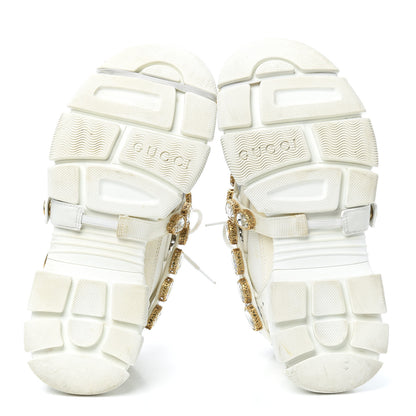 Gucci X SEGA Mesh Calfskin Suede Removable Crystals Womens Flashtrek Sneakers 37.5 Great White 7 of 7