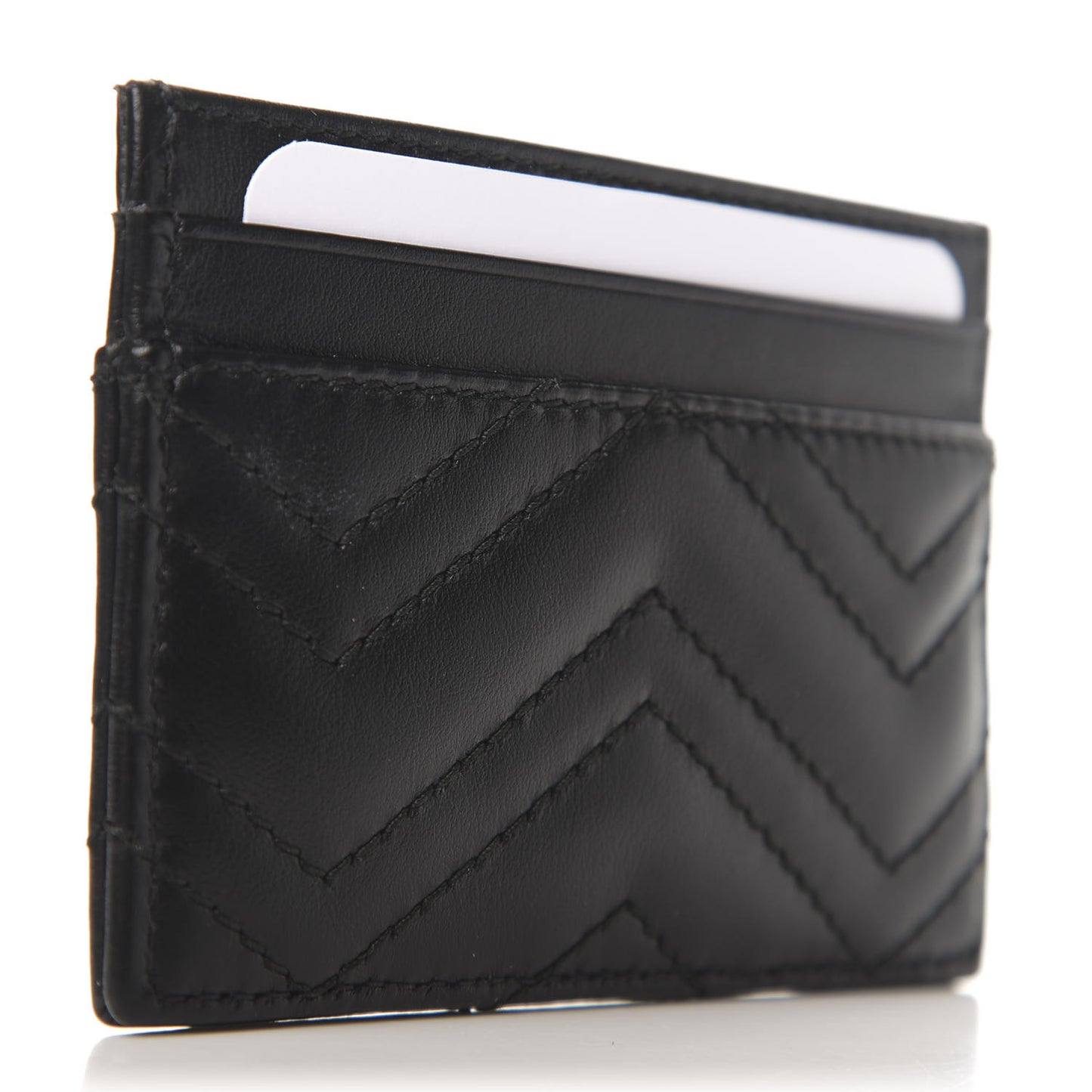 Calfskin Matelasse GG Marmont Card Holder Black