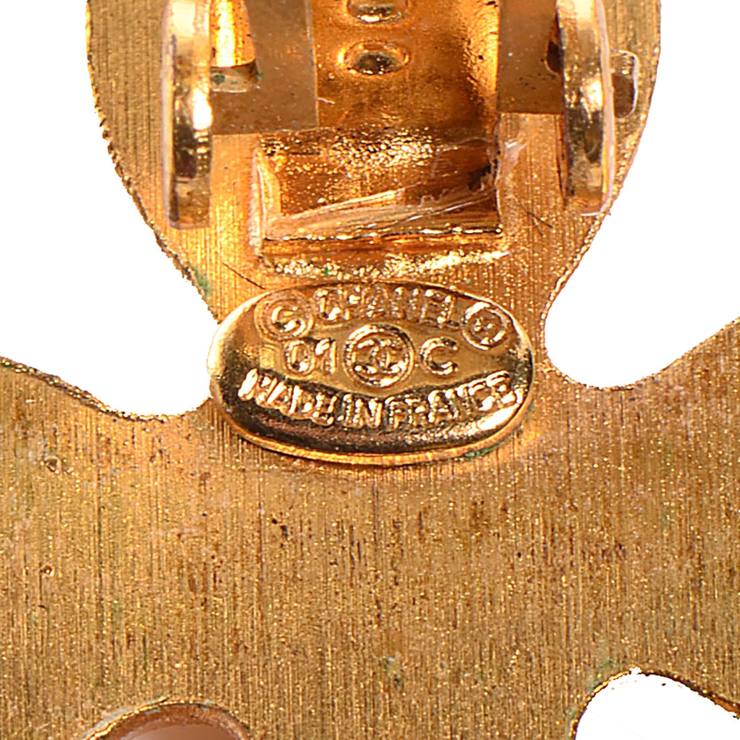 Crystal CC Cross Clip On Earrings Gold