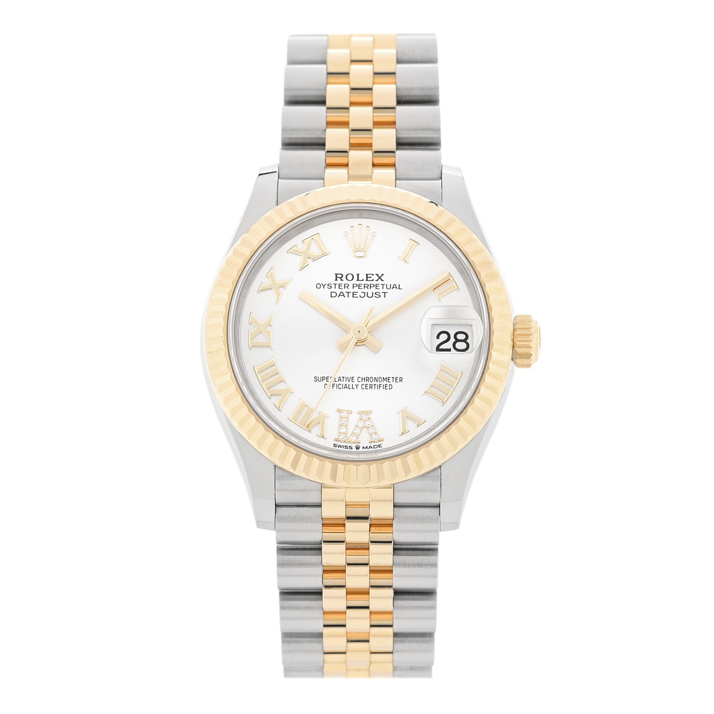 Stainless Steel 18K Yellow Gold Diamond 31mm Oyster Perpetual Datejust Watch Silver Roman 278273