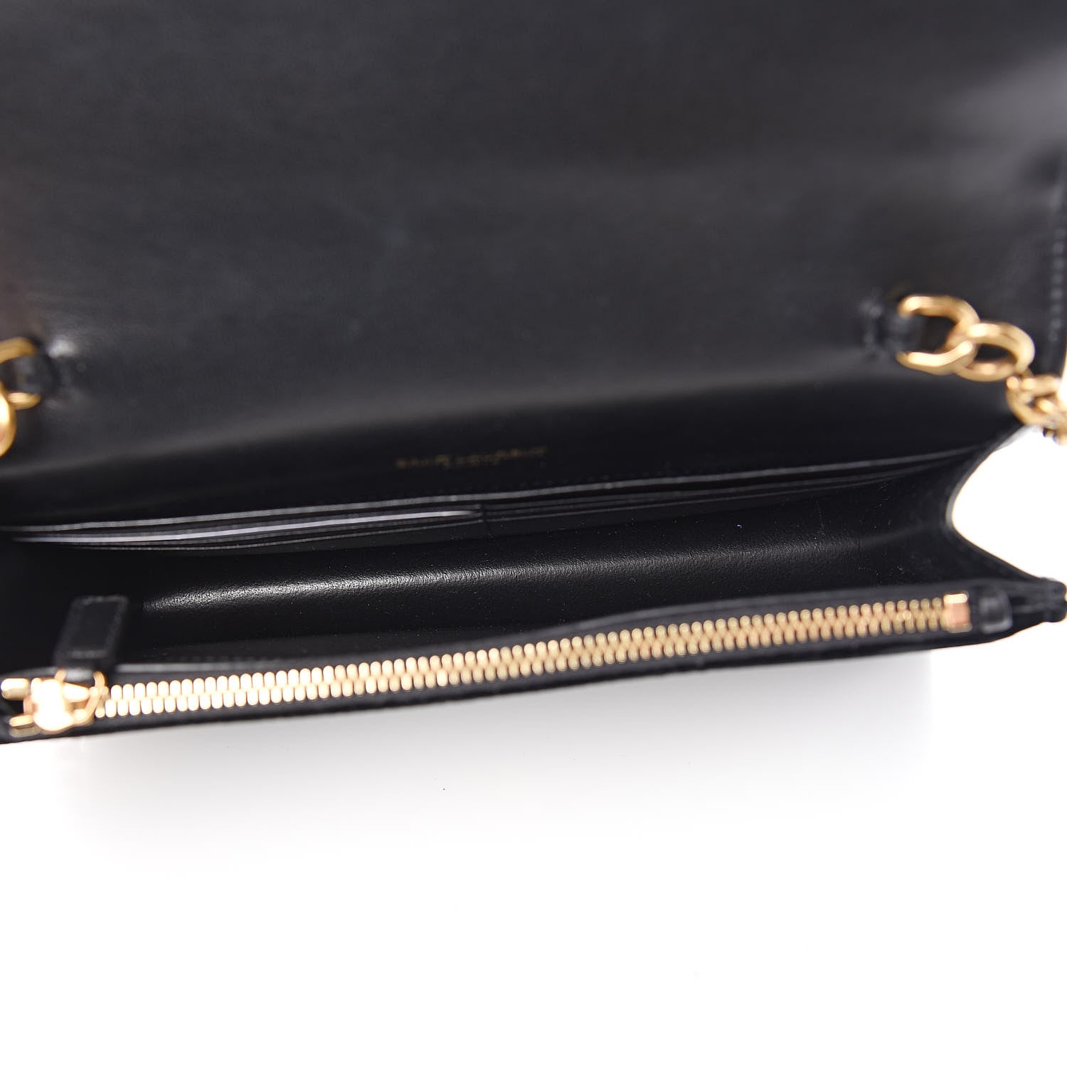 Saint Laurent Velvet Embroidered Bamboo Monogram Kate Chain Wallet Black 5 of 16