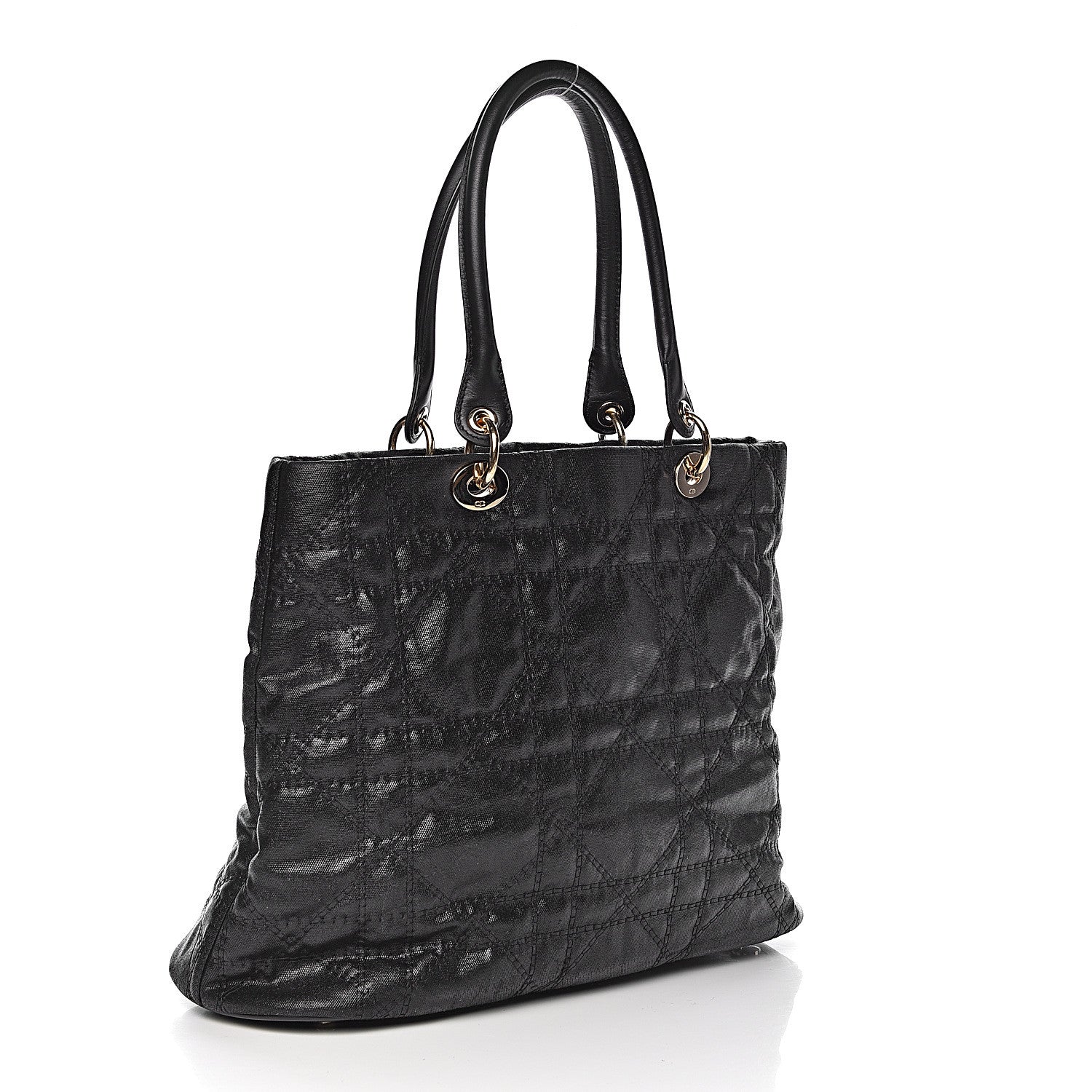 Christian Dior Coated Canvas Cannage Large Dior Soft Shopping Tote Black 3 of 10