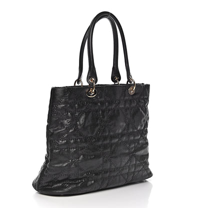 Christian Dior Coated Canvas Cannage Large Dior Soft Shopping Tote Black 3 of 10