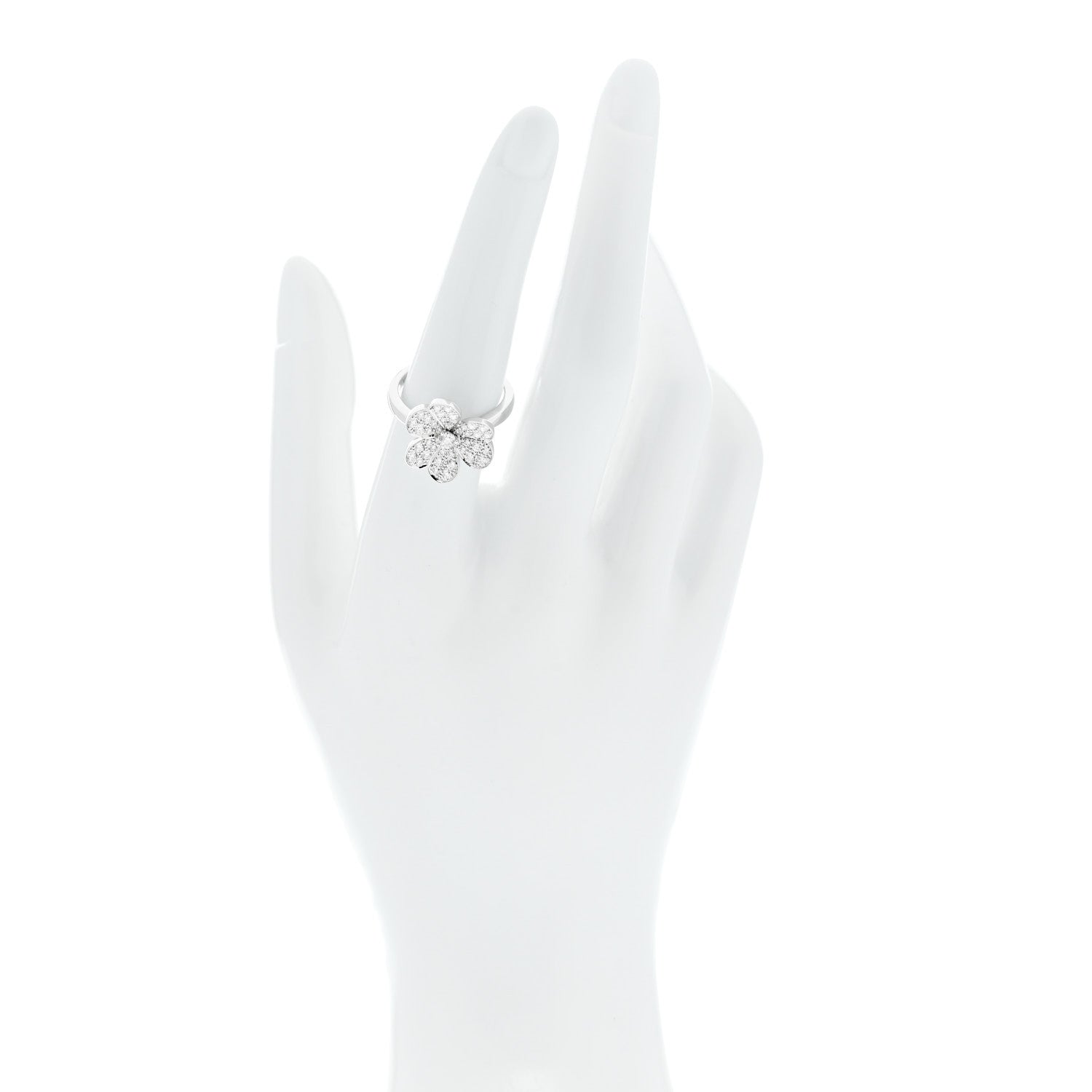 Van Cleef & Arpels 18K White Gold Diamond Small Frivole Ring 54 6.75 2 of 6