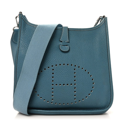 Hermes Taurillon Clemence Evelyne PM Blue Jean 1 of 10