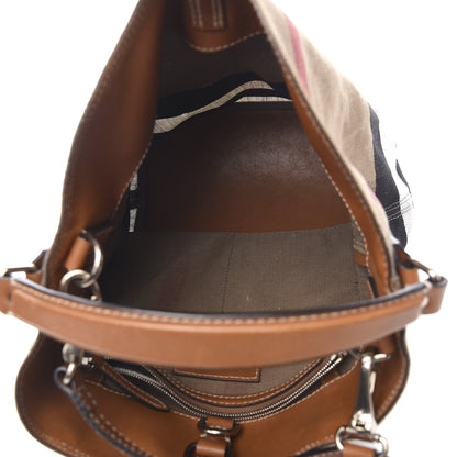 Burberry Canvas Mega Check Medium Ashby Hobo Saddle Brown 4 of 10
