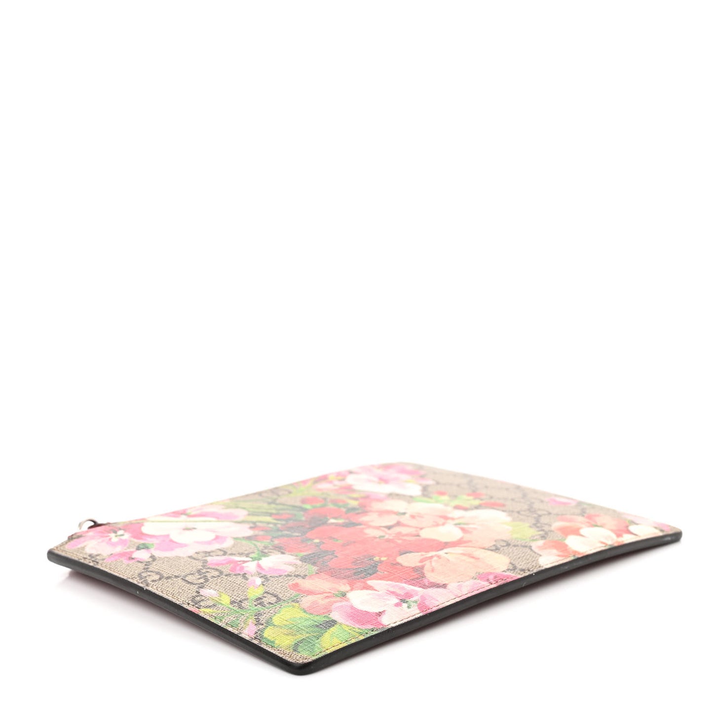 GG Supreme Monogram Blooms Small Zip Pouch Beige Multicolor Dry Rose