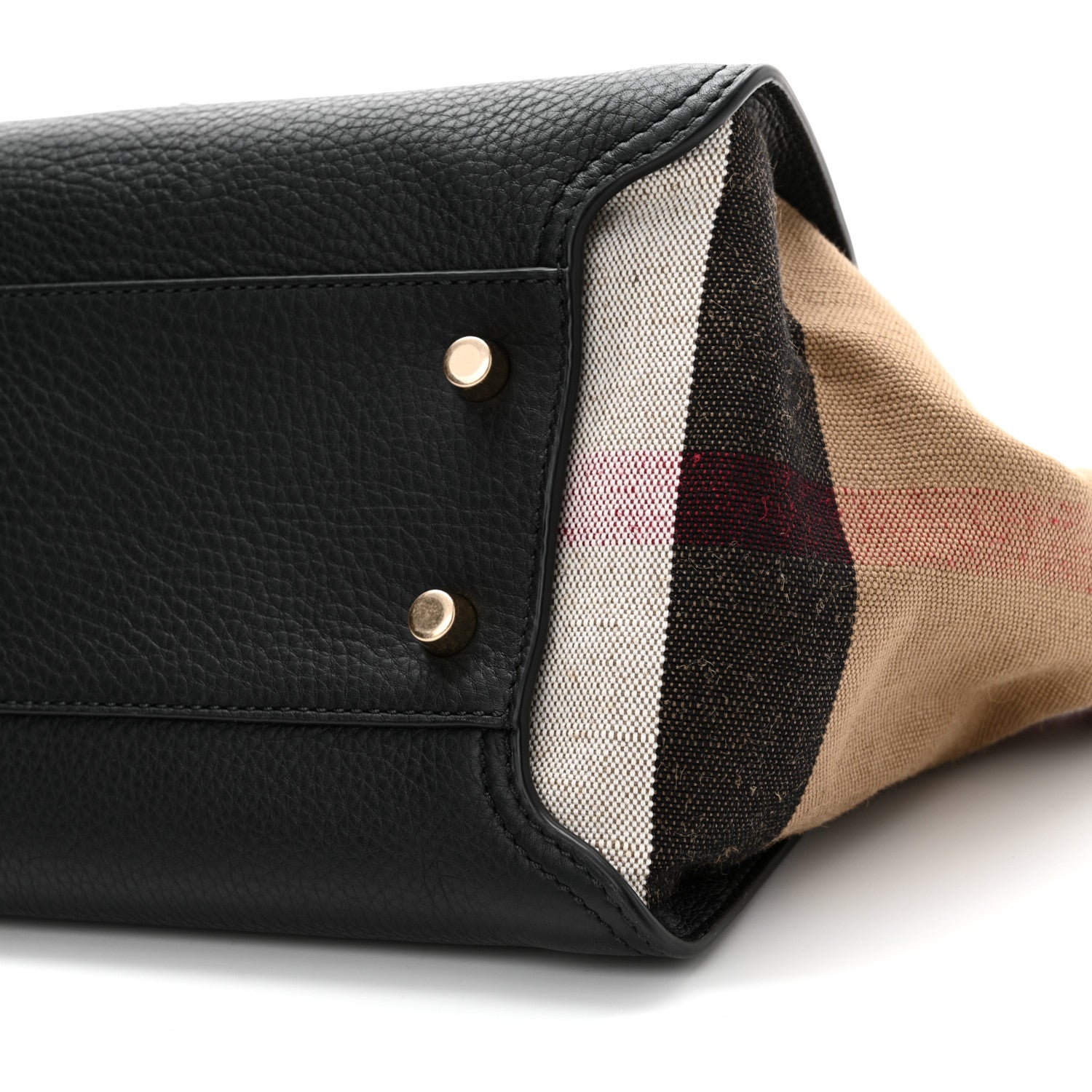 Burberry Canvas Mega Check Grained Calfskin Medium Harcourt Satchel Black 10 of 11
