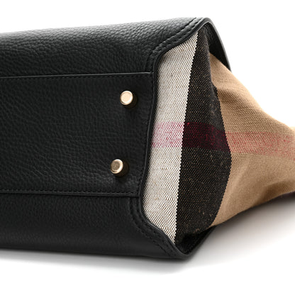 Burberry Canvas Mega Check Grained Calfskin Medium Harcourt Satchel Black 10 of 11