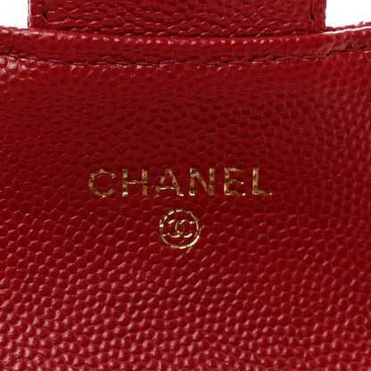 Chanel Caviar Quilted Flap Card Holder Wallet Dark Red 7 of 9