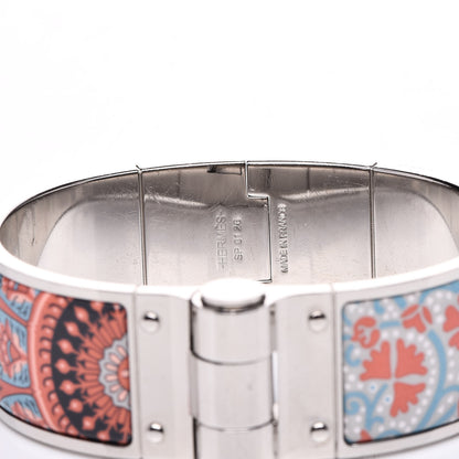 Hermes Enamel Printed Wide Cachemire Fleuri Hinged Bracelet M 4 of 5