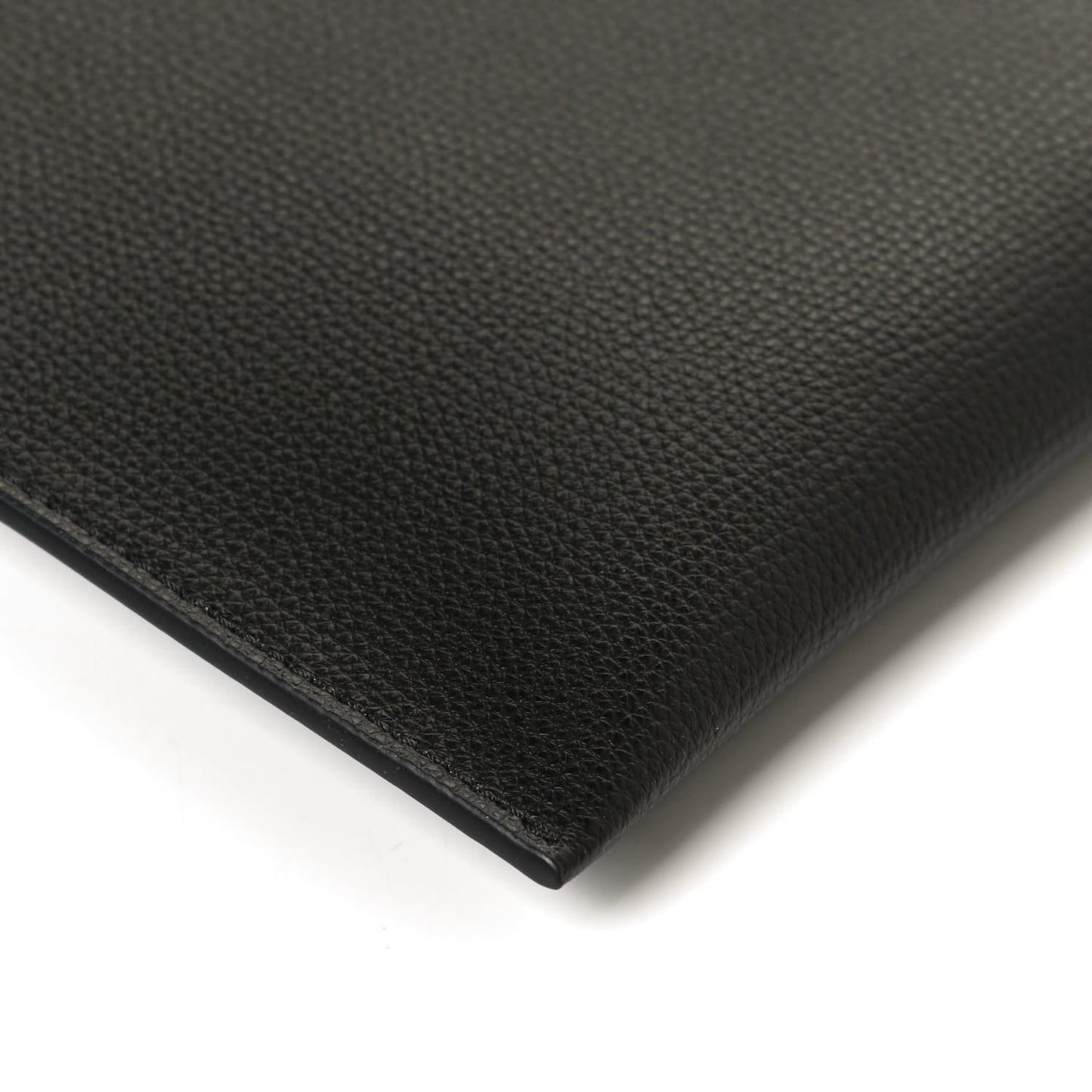 Grainy Calfskin Haymarket Check Zip Pouch Black