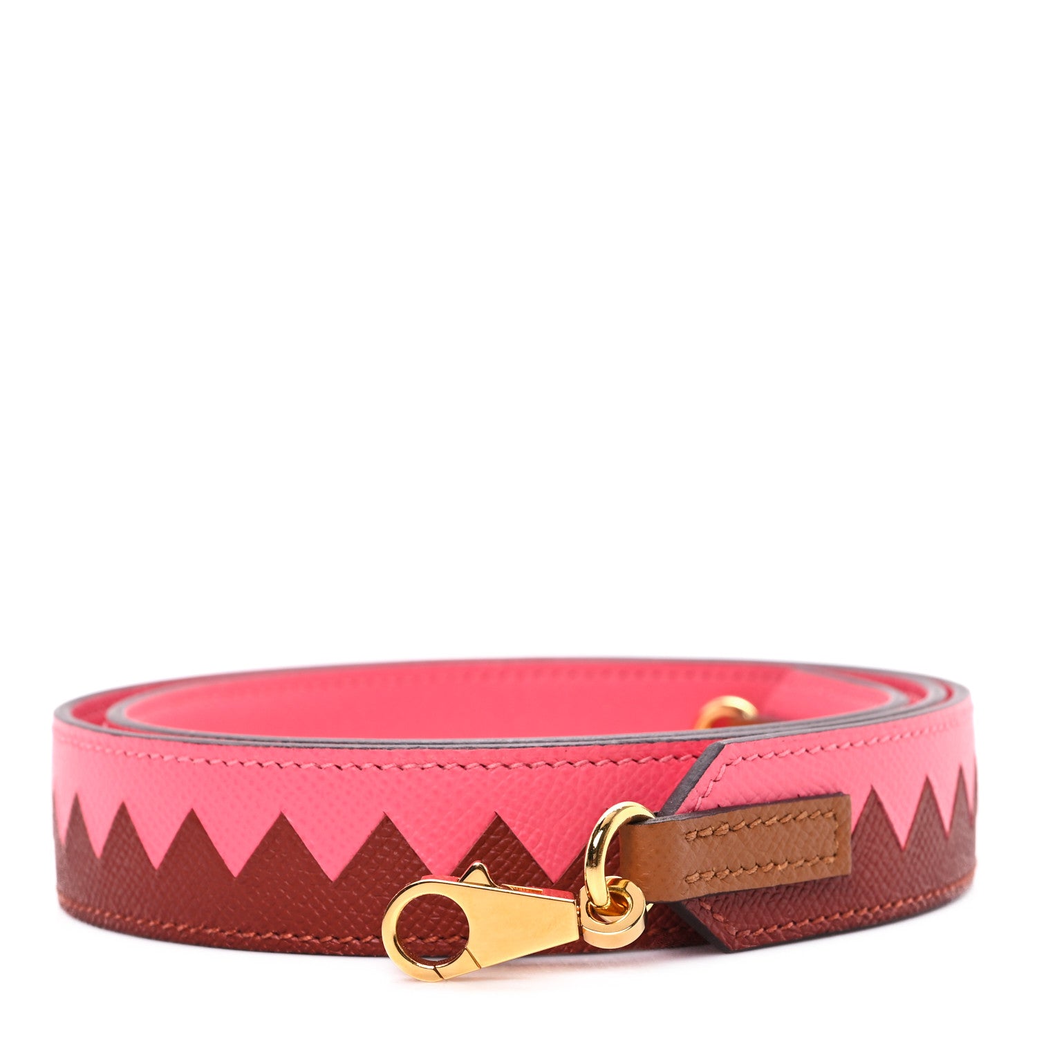 Hermes Epsom 30mm Tressage Au Galop Shoulder Strap  Rose Azalee Senne 1 of 5