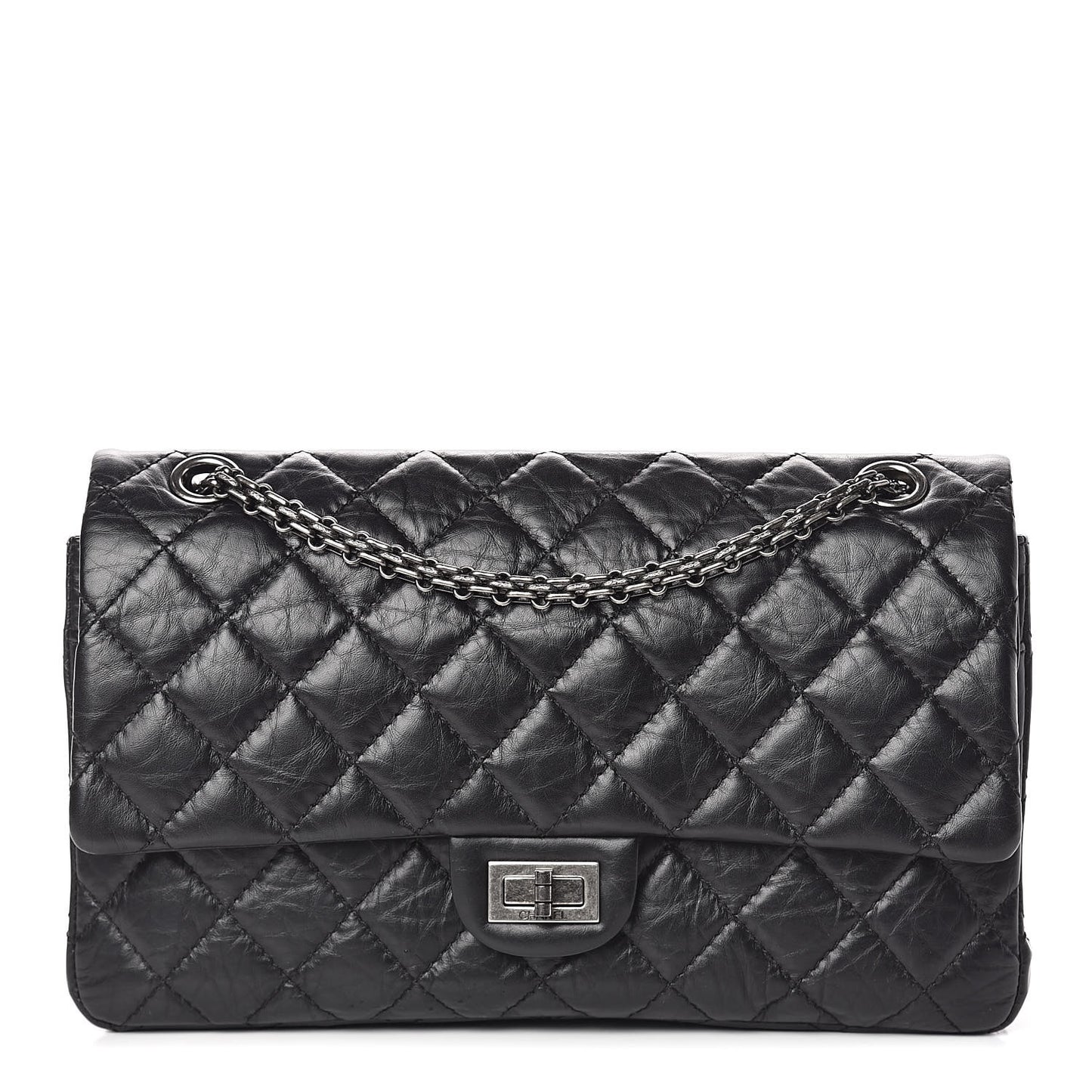 Aged Calfskin Quilted 2.55 Reissue 226 Flap Black