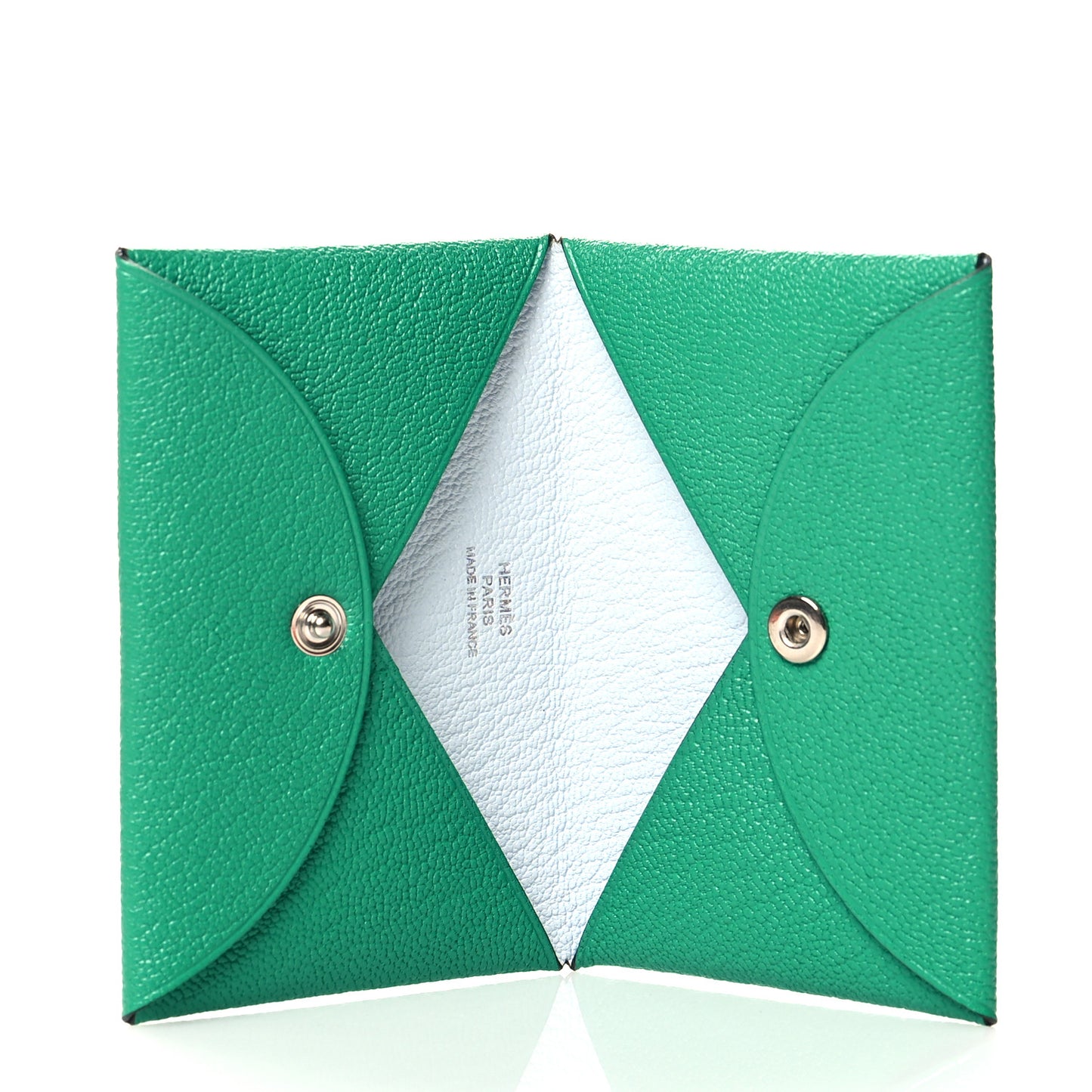Chevre Mysore Verso Calvi Card Case Menthe Bleu Brume