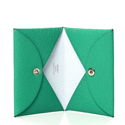 Hermes Chevre Mysore Verso Calvi Card Case Menthe Bleu Brume 5 of 9