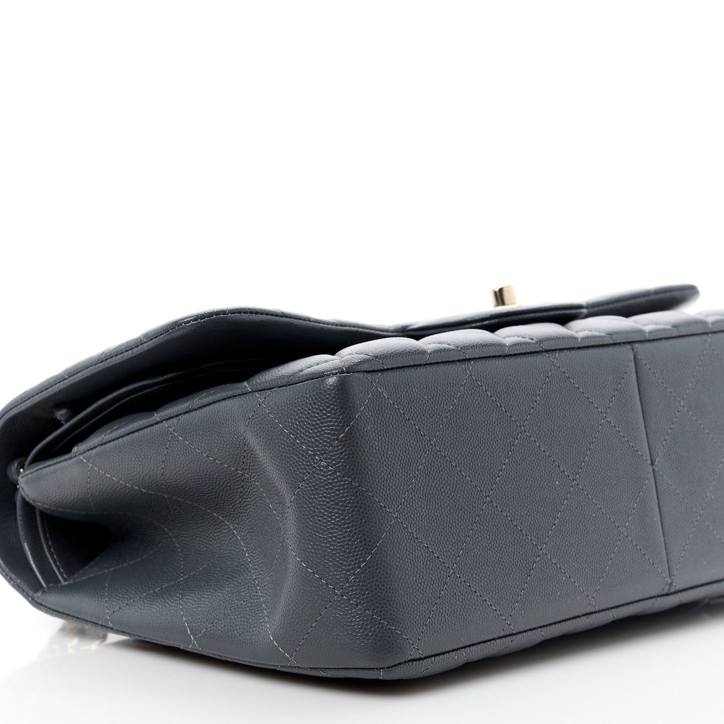 Caviar Quilted Jumbo Double Flap Dark Grey