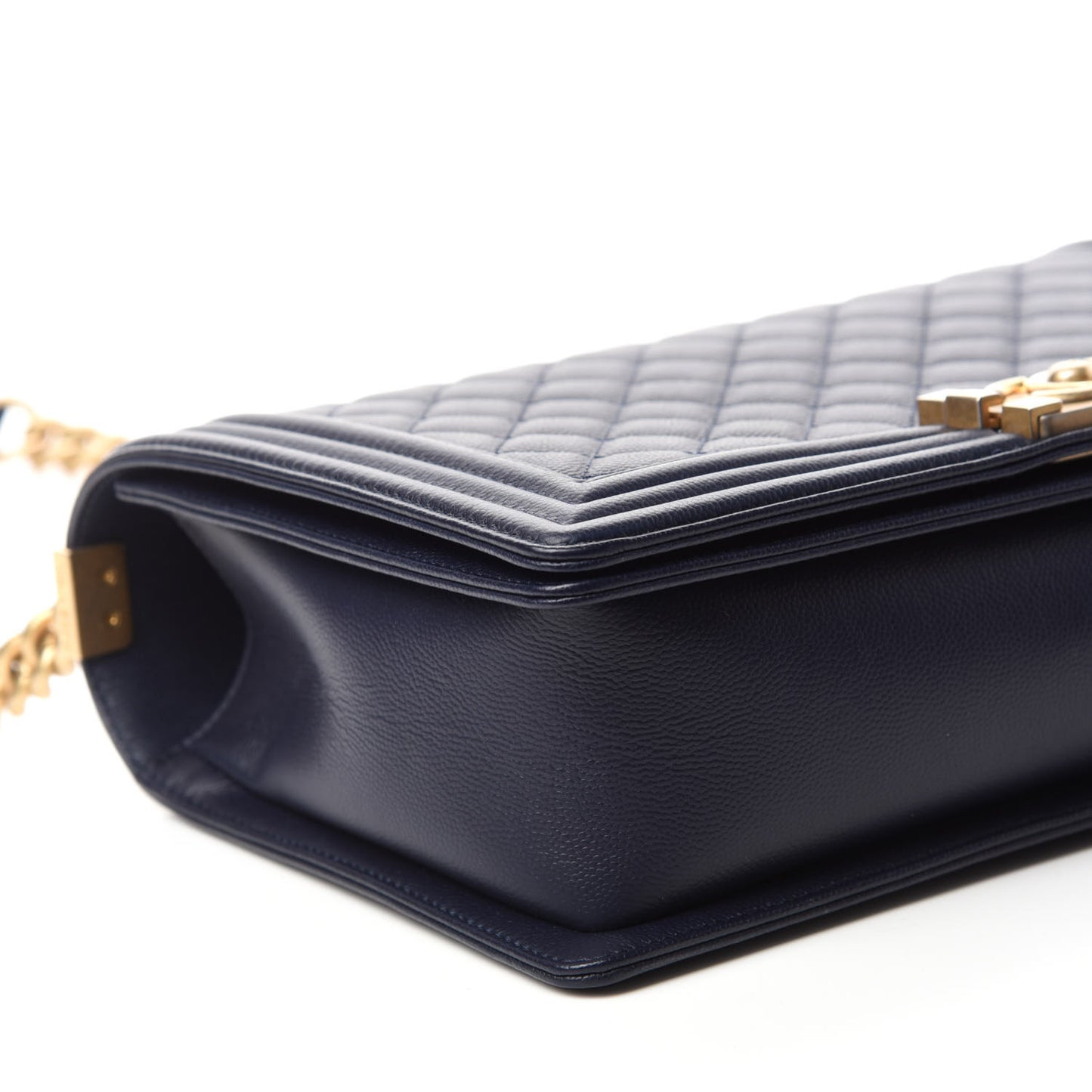 Caviar Quilted New Medium Boy Flap Dark Navy Blue