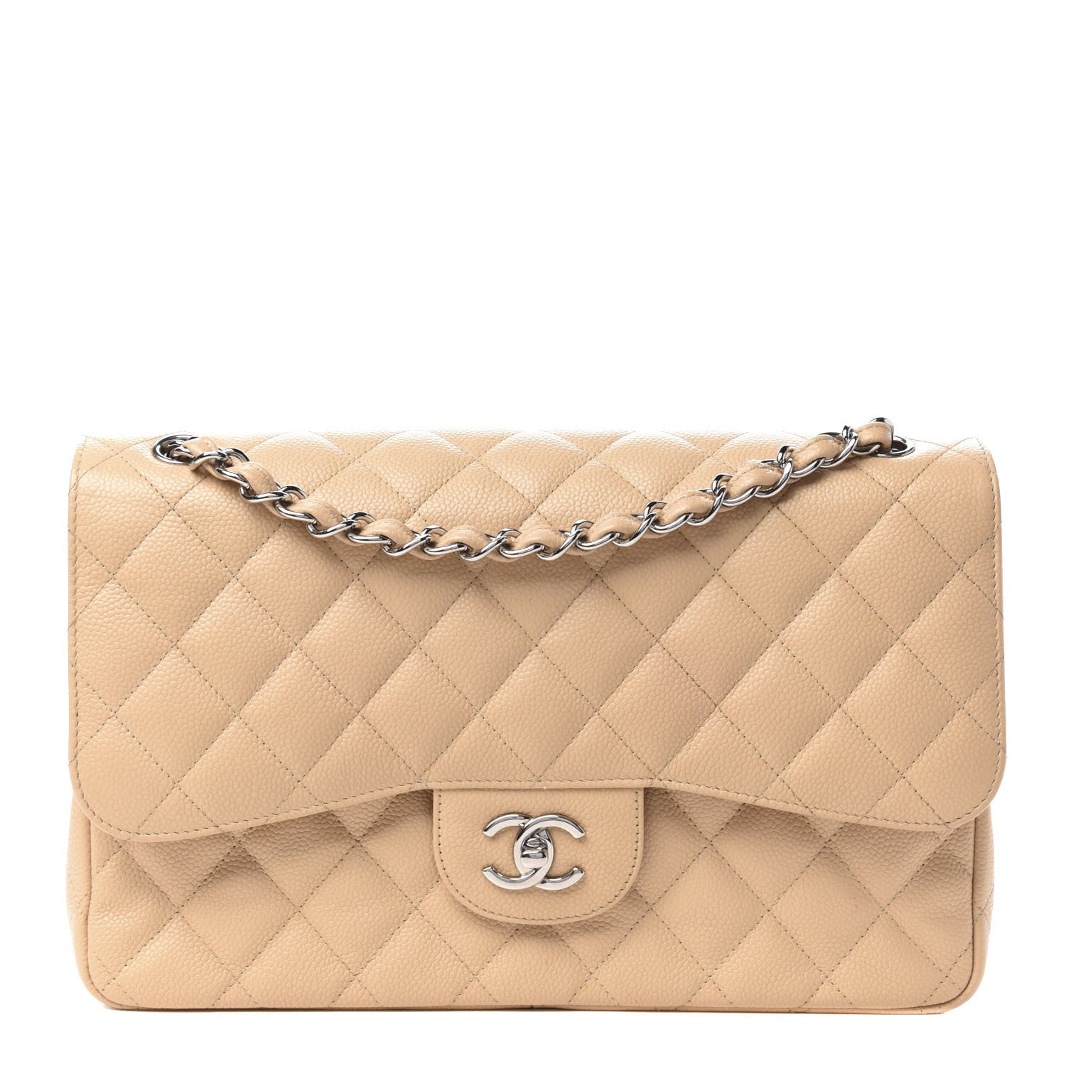 Chanel Caviar Quilted Jumbo Double Flap Beige 1 of 11