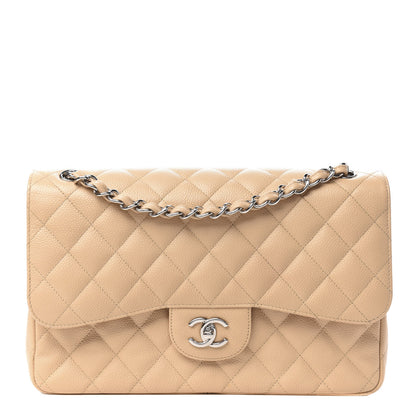 Chanel Caviar Quilted Jumbo Double Flap Beige 1 of 11