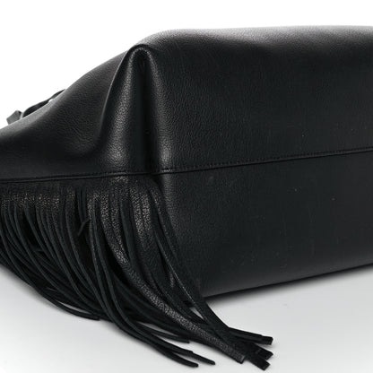 Saint Laurent Calfskin Large Fringe Shopping Tote Black 8 of 9