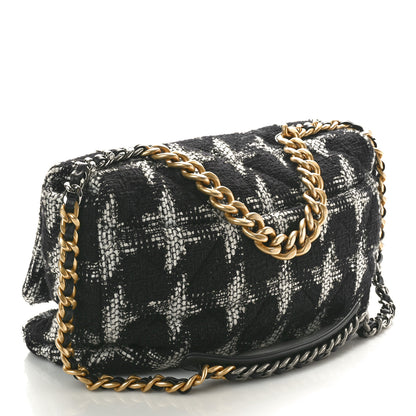 Chanel Tweed Quilted Large Chanel 19 Flap Black Ecru White 3 of 10