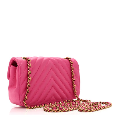Chanel Lambskin Chevron Quilted Mini Rectangular Flap Pink 3 of 10