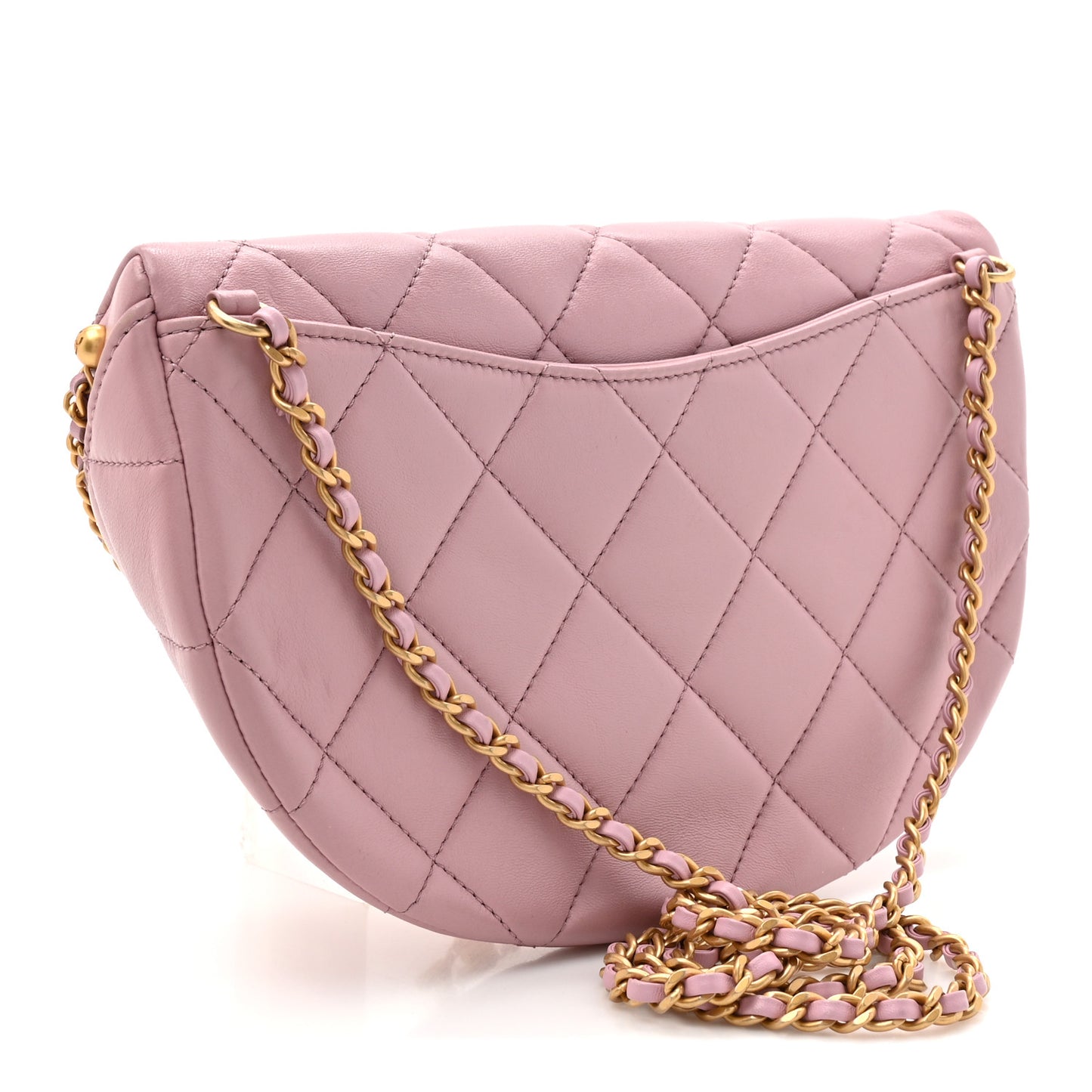 Shiny Lambskin Quilted Pearl Logo Waist Bag Light Pink
