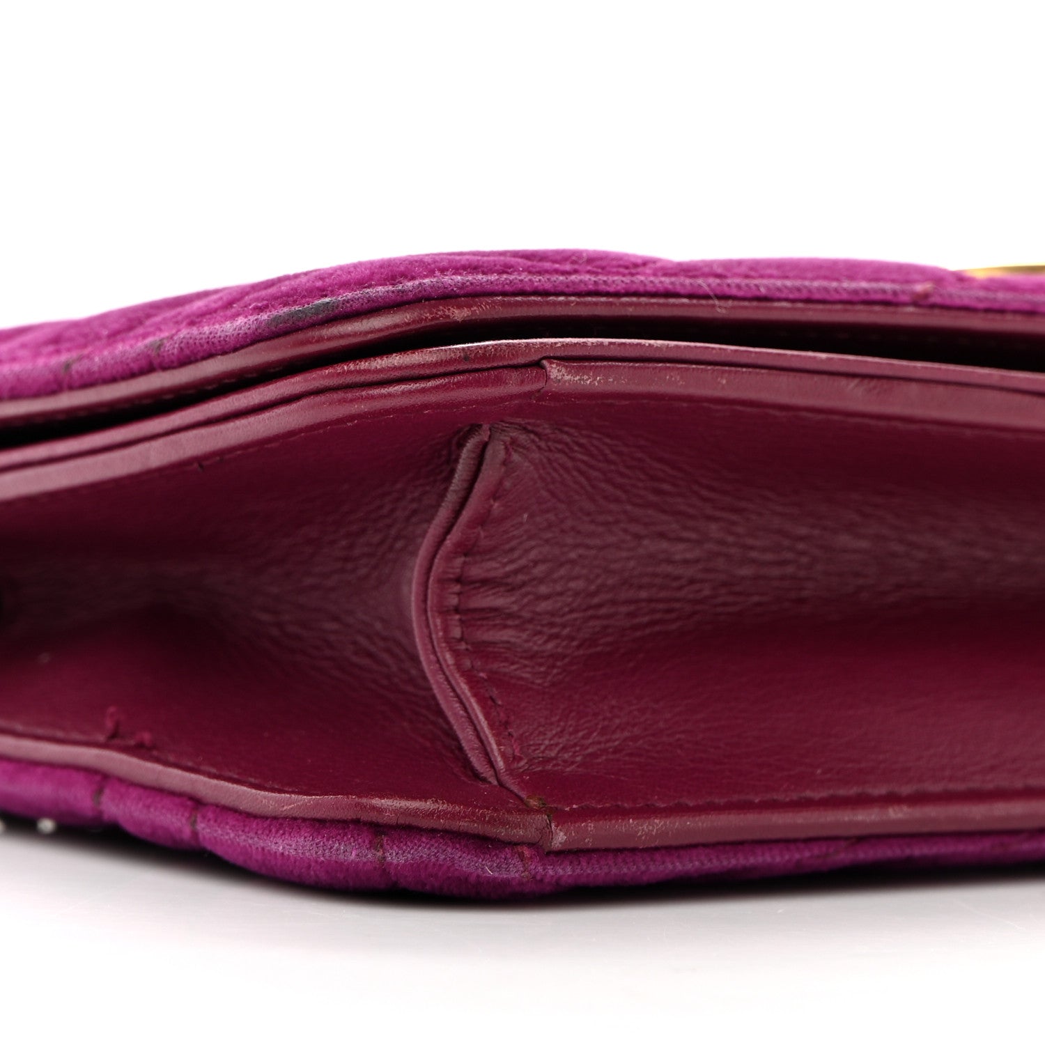 Gucci Velvet Matelasse GG Marmont Mini Bag Fuchsia Violet Cyclamen 8 of 18