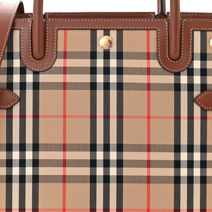 Burberry Calfskin Vintage Check Two Handle Title Bag Archive Beige 8 of 12