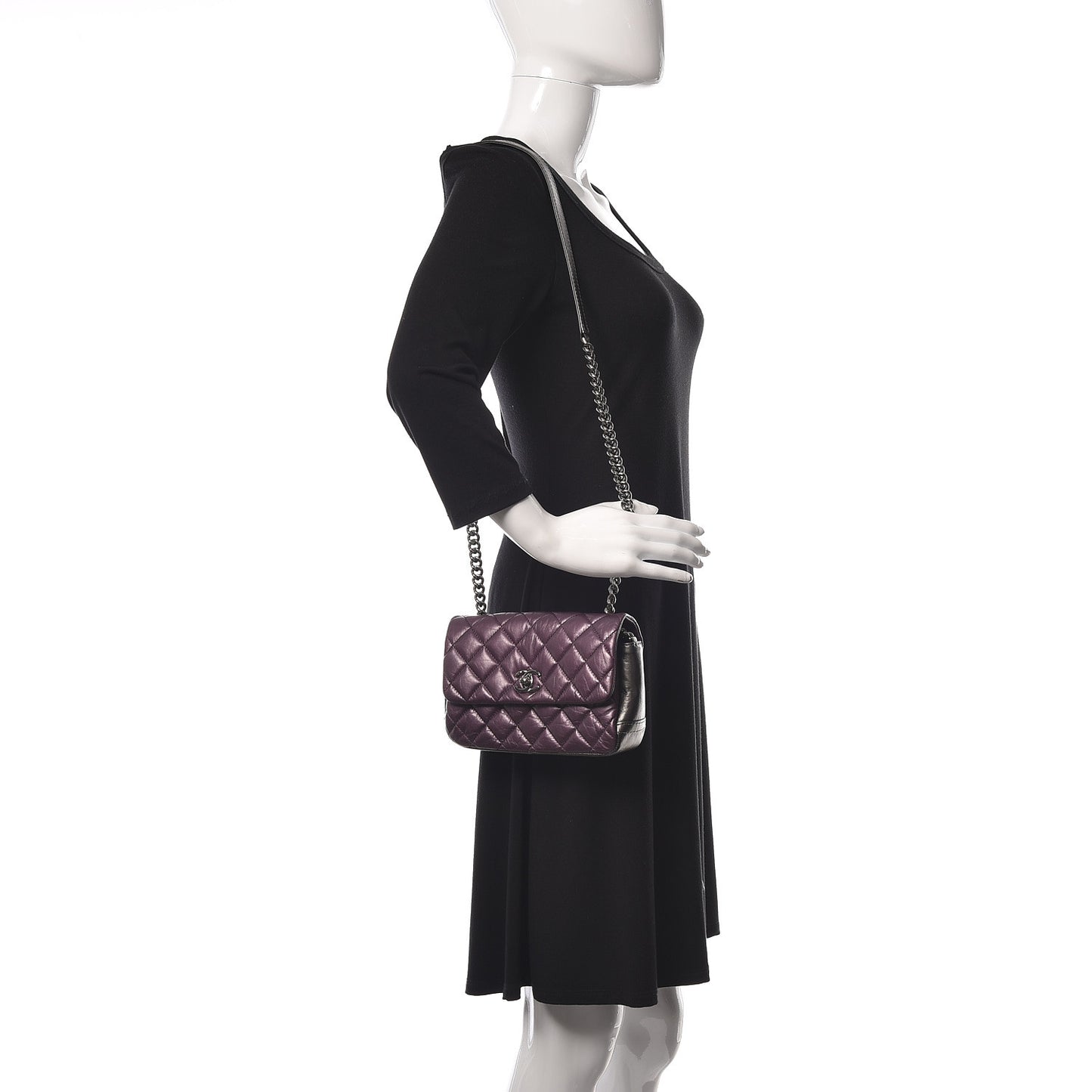 Calfskin Mineral Nights Mini Flap Dark Purple